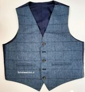Waistcoat Use Blue Window Pane Flinstone Tweed, maat 46